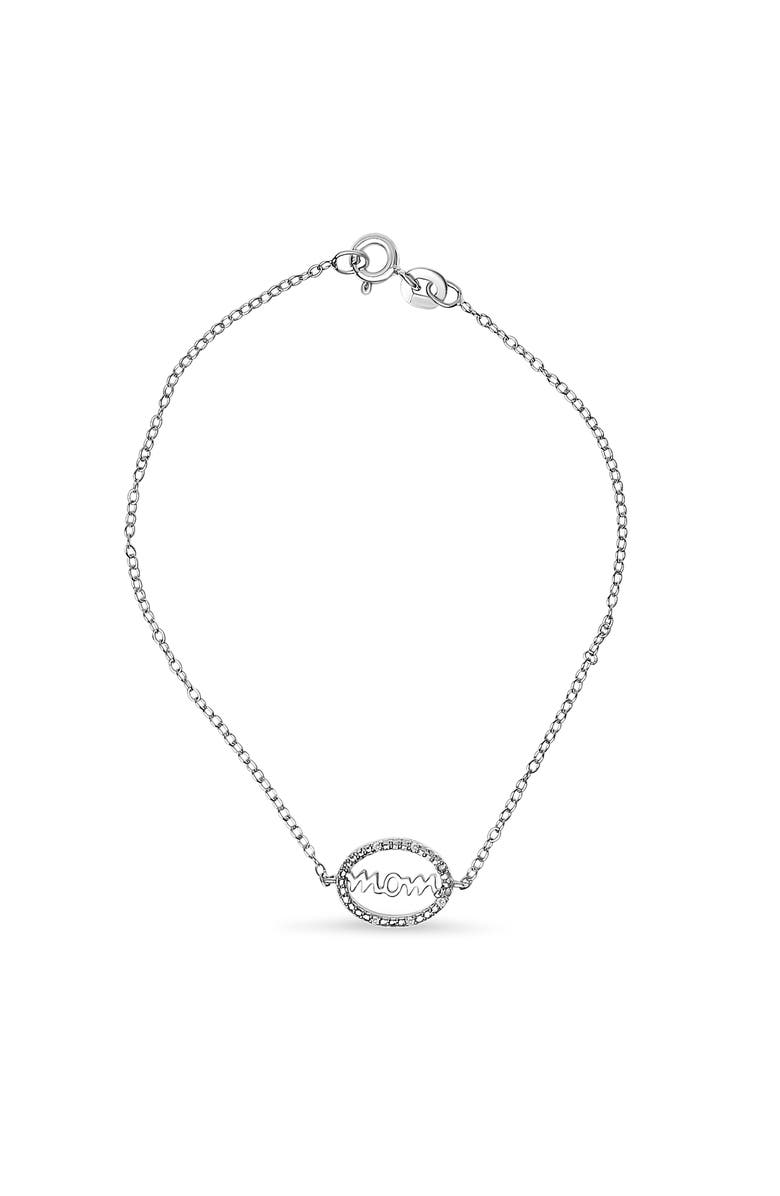 Haus of Brilliance Silver Diamond Accent MOM Charm Bracelet, Main, color, White