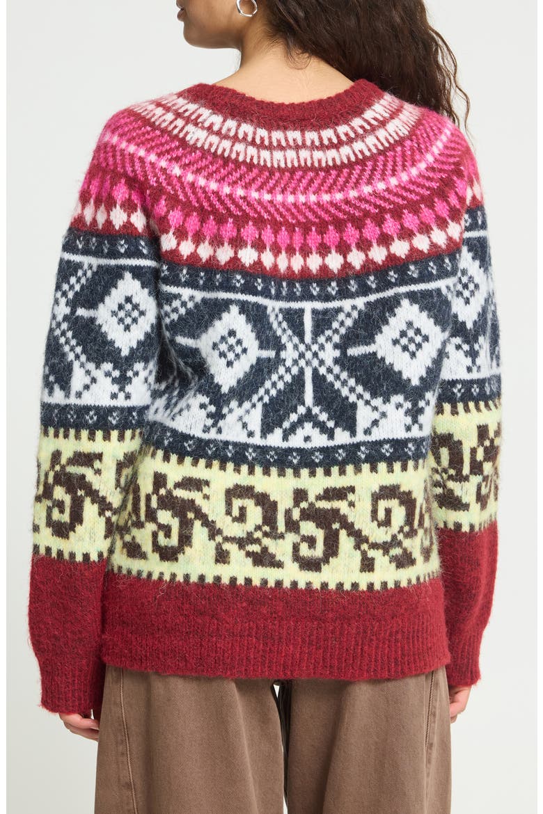 Scandinavian Crewneck Sweater, Alternate, color, RED MULTICOLOR