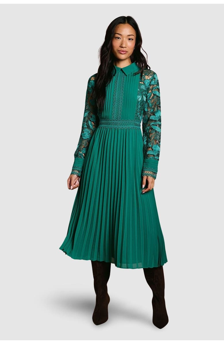 Coast Petite Lace Shirt Dress, Main, color, Emerald
