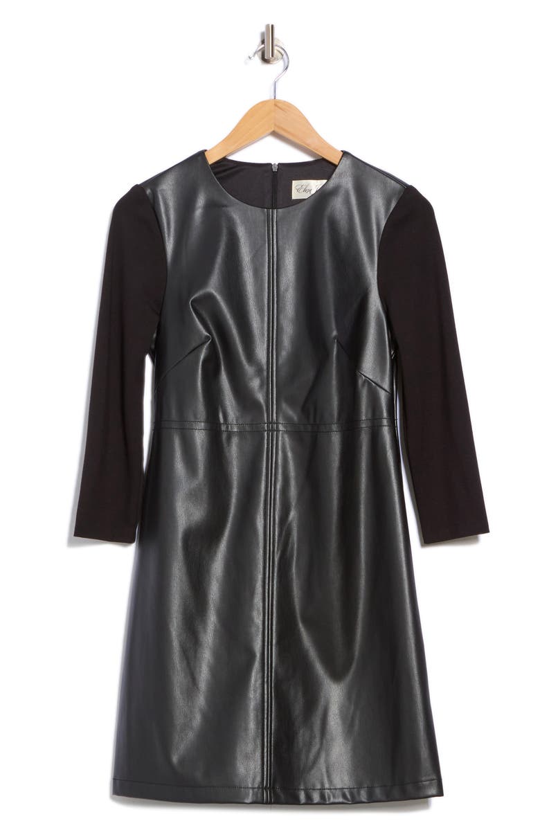 Eliza J Faux Leather Minidress, Alternate, color, Black