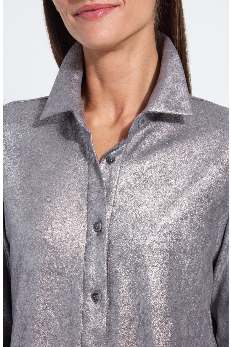 Metallic Faux Suede Shacket, Alternate, color, DISTRESS METALIC SILVER