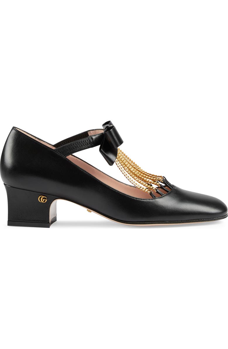 Gucci Bonny Crystal & Chain Embellished Bow Pump, Alternate, color,