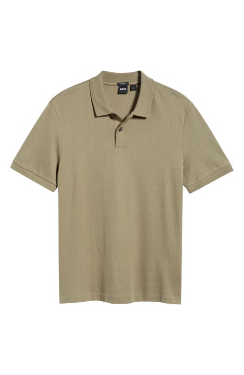 Hugo Boss Boss Parlay Herringbone Cotton Polo In Brown