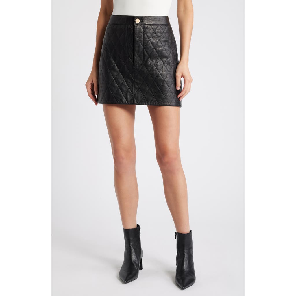 Shop Frame Quilted Leather Miniskirt In Black