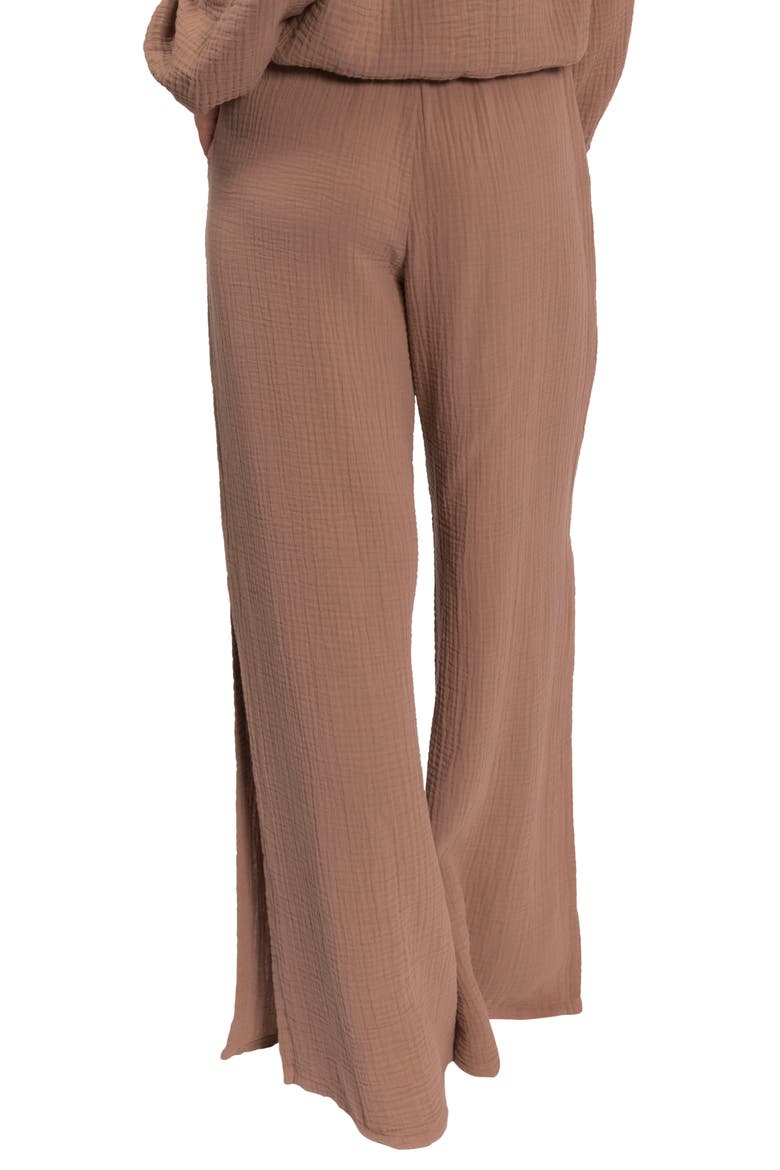 Riley Cotton Gauze Split Hem Pants, Alternate, color, MUSHROOM