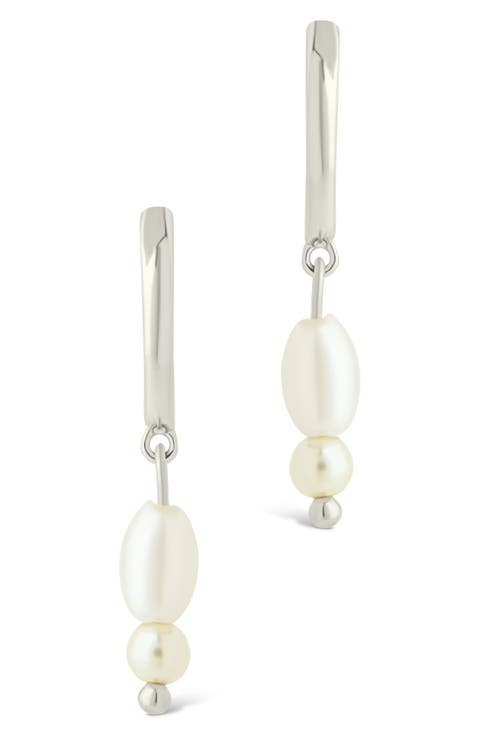 Ilaria Faux Pearl Drop Dangle Hoop Earrings