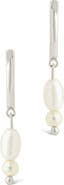 Sterling Forever Ilaria Faux Pearl Drop Dangle Hoop Earrings