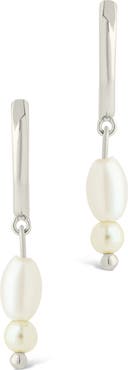 Sterling Forever Ilaria Faux Pearl Drop Dangle Hoop Earrings
