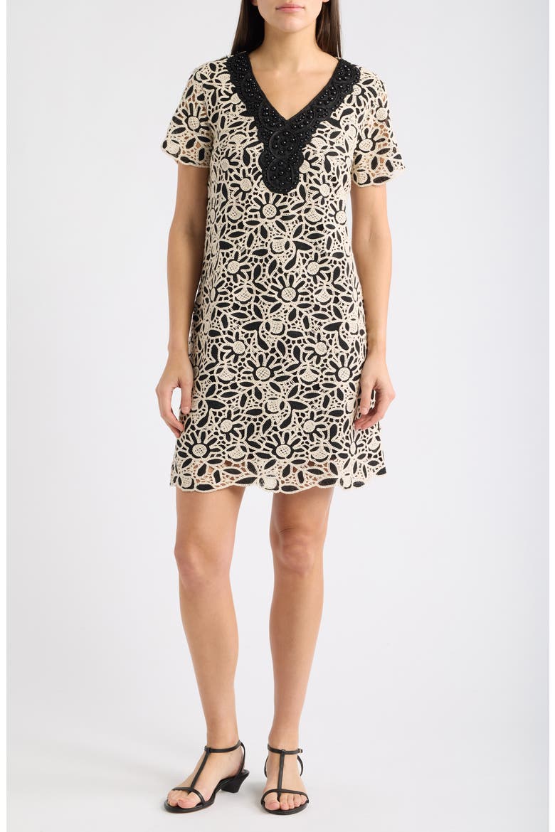 Charla Embroidered Dress, Main, color, COCONUT BLUSHING BLOOMS