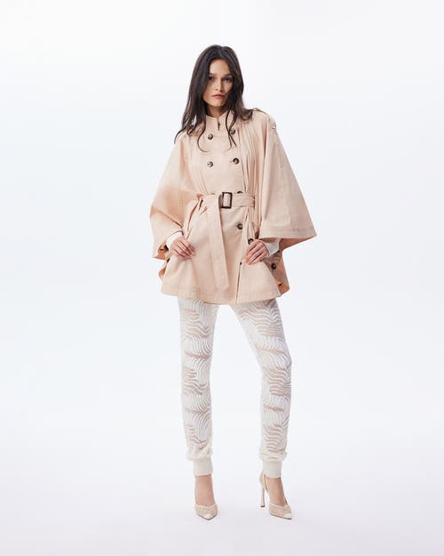 Theo The Label Chloe Trapunto Trench Cape In Sand