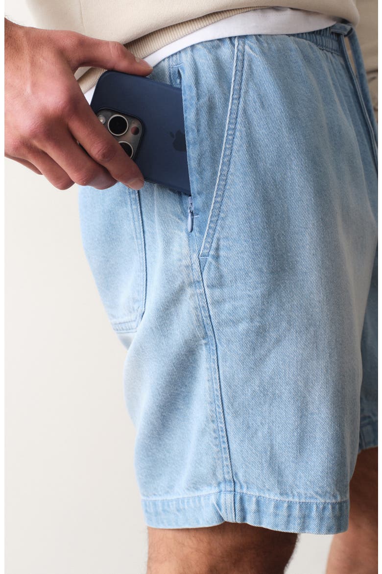Saturaday Drawstring Denim Shorts, Alternate, color, LIGHTWASH