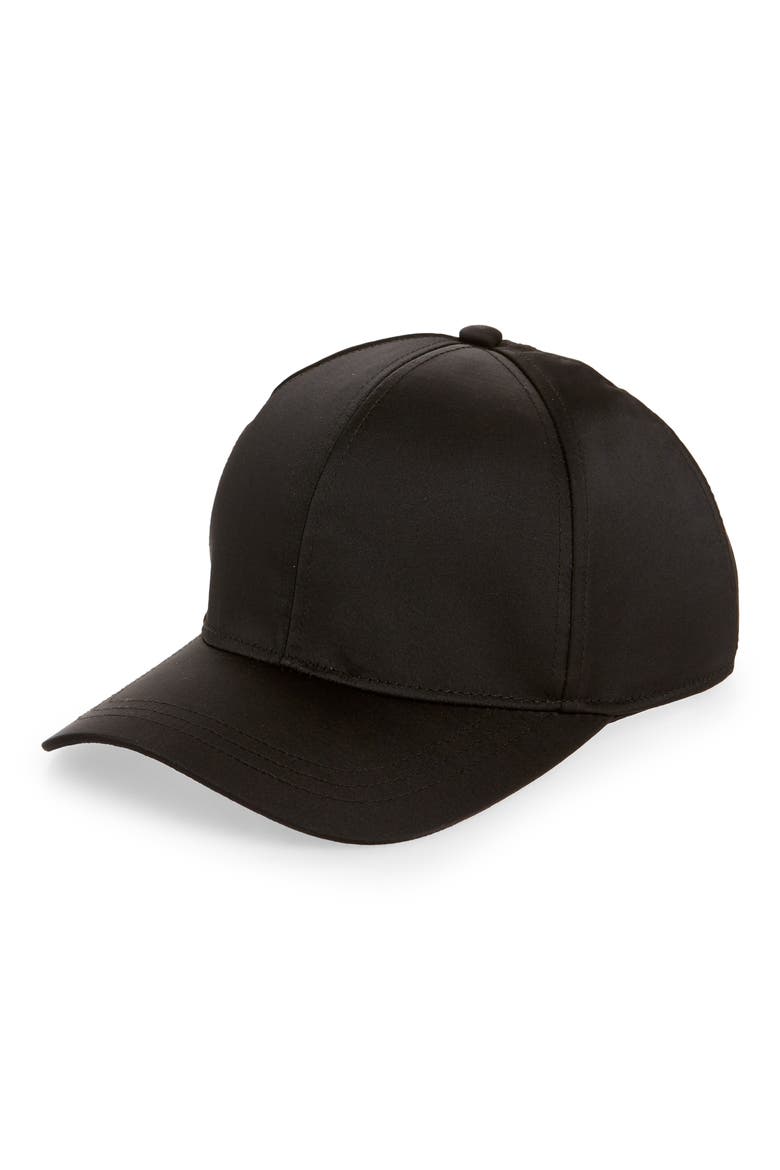 Satin Baseball Cap, Main, color, BLACK