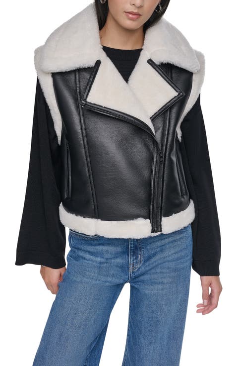 Patch Mix Faux Fur Long Vest