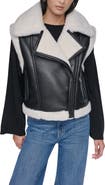 DKNY Patch Mix Faux Fur Long Vest