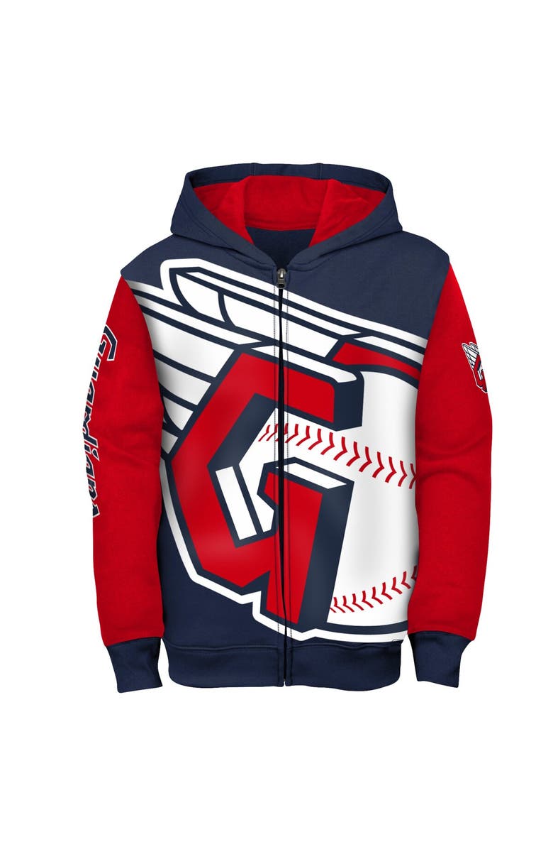 Outerstuff Youth Fanatics Branded Navy/Red Cleveland Guardians Postcard Full-Zip Hoodie Jacket, Alternate, color,