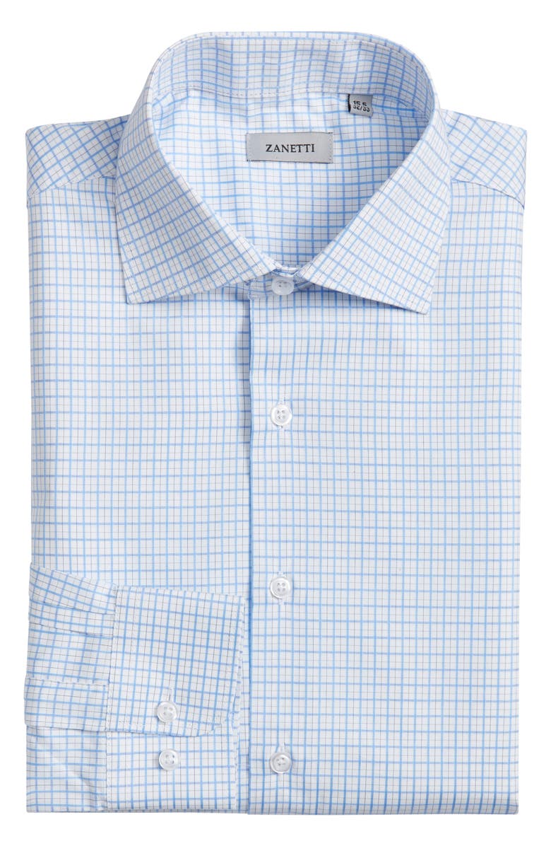 ZANETTI Plaid Dress Shirt, Alternate, color, Light Blue/ Tan/ White