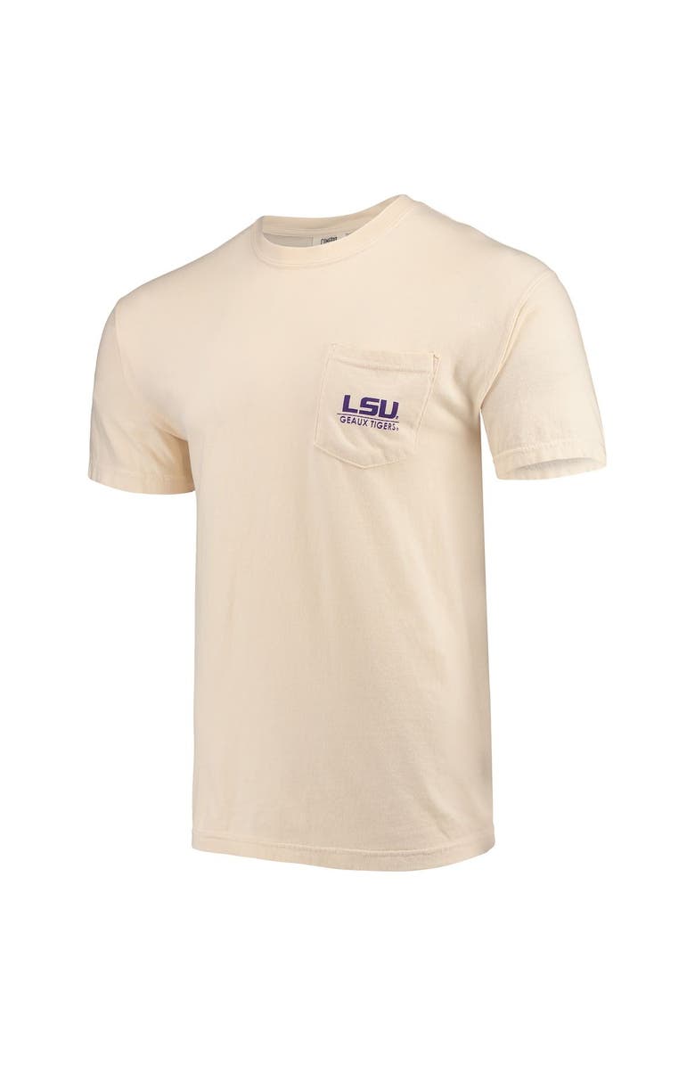 IMAGE ONE Men's Cream LSU Tigers Landscape Shield Comfort Colors Pocket T-Shirt, Alternate, color,