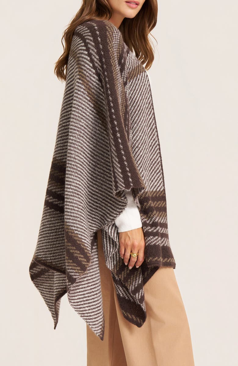 matty m. Stripe Poncho, Alternate, color, Chocolate