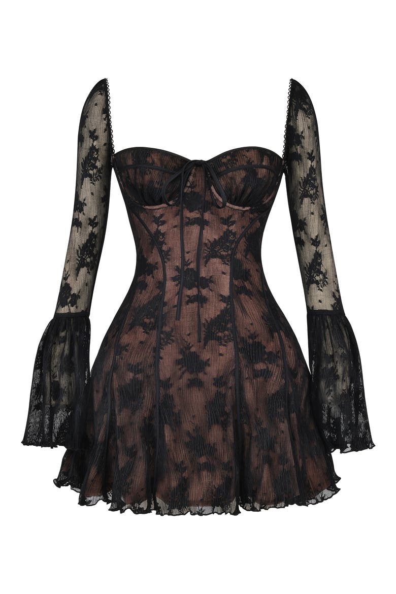 analissa black lace corset dress HOUSE OF CB Women's Analissa Long Sleeve Lace Minidress - Black