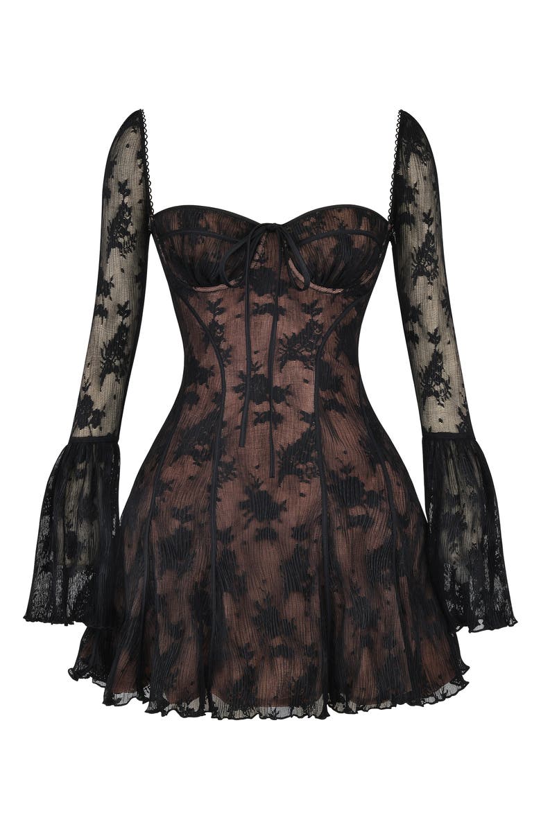 HOUSE OF CB Analissa Long Sleeve Lace Minidress, Alternate, color, Black