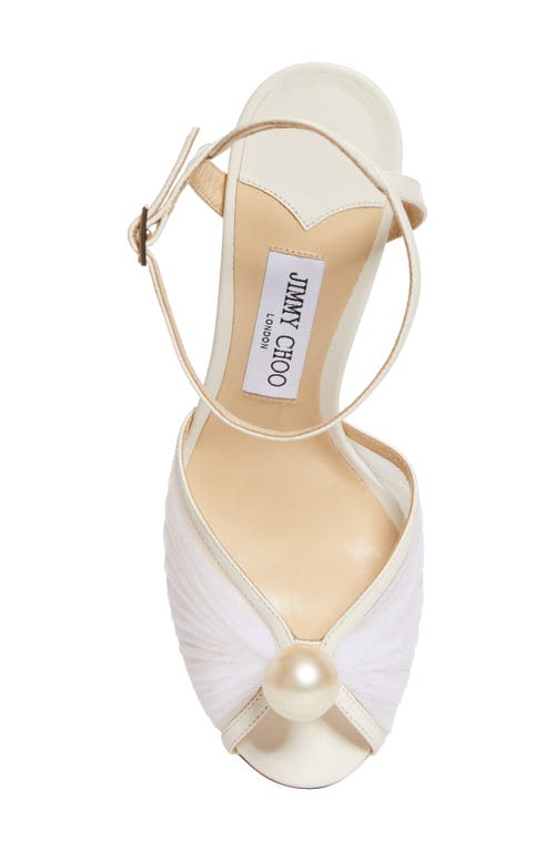 Jimmy Choo Sacora 85 Tulle & Leather Sandal In Ivory/white