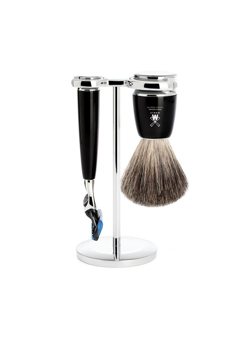 Rytmo Black 3-Piece Pure Badger & Fusion Shaving Set, Main, color, Black