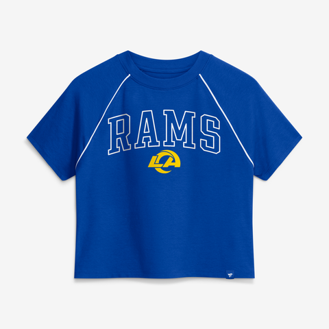 Women's Fanatics Royal Los Angeles Rams Offensive Scheme Raglan Tri-Blend Cropped Top