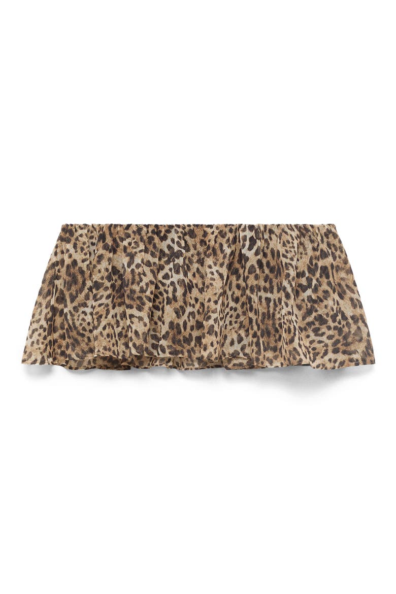 Leopard Print Strapless Top, Alternate, color, BROWN