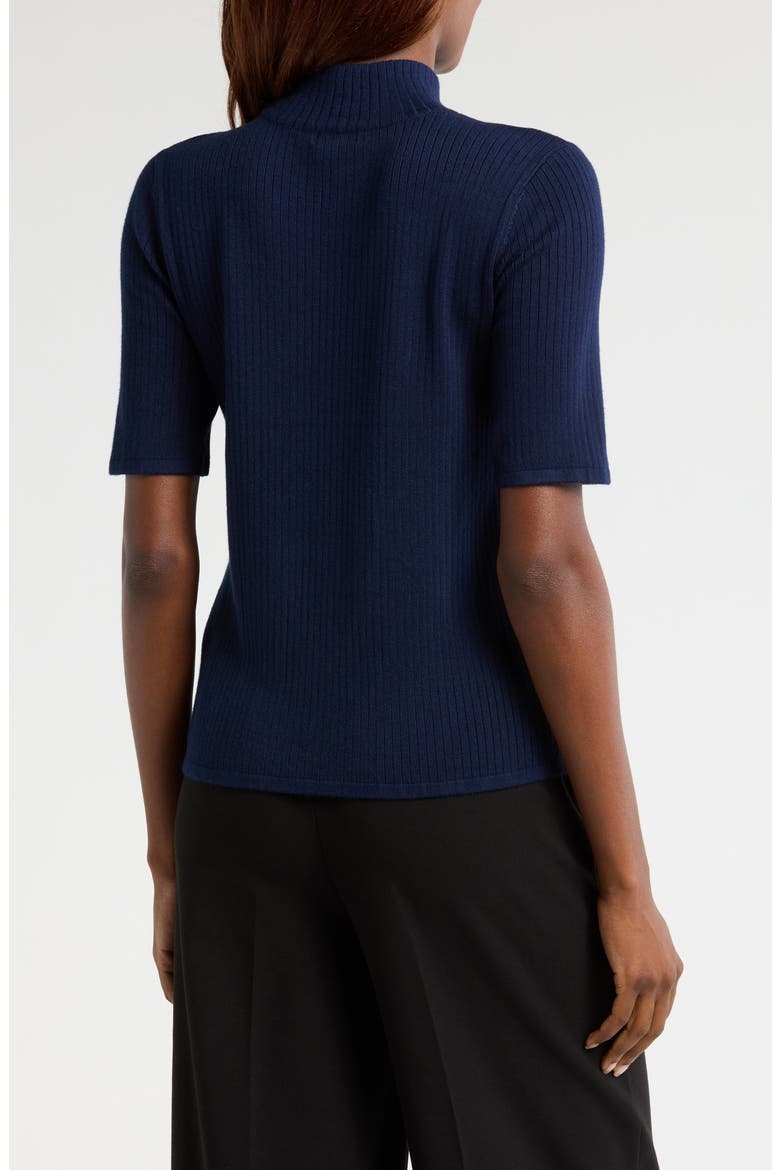 Short Sleeve Mock Neck Rib Sweater, Alternate, color, CLASSIC NAVY
