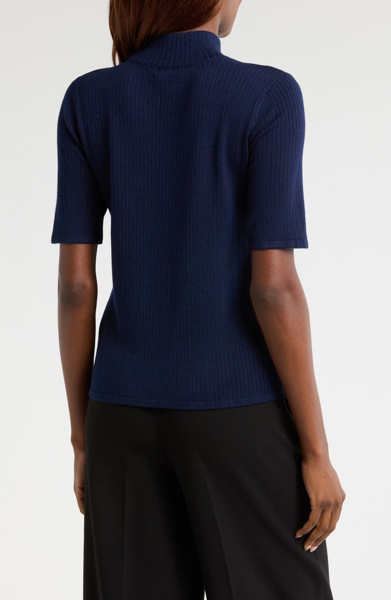 Halogen<sup>®</sup> Short Sleeve Mock Neck Rib Sweater, Alternate, color, Classic Navy