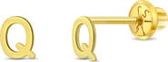 In Season Jewelry 14k Itsy Bitsy Initial Letter Earrings