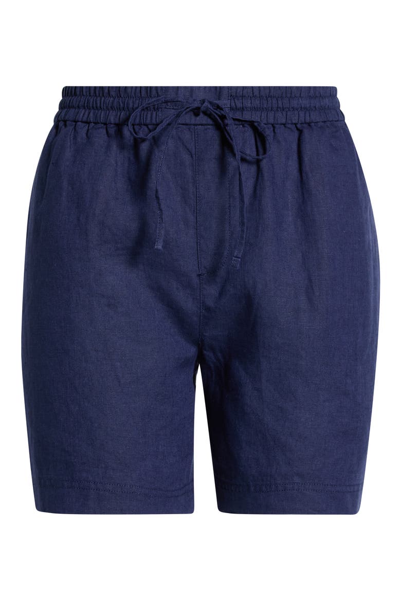 Two Palms Tie Waist Linen Shorts, Alternate, color, COASTLINE