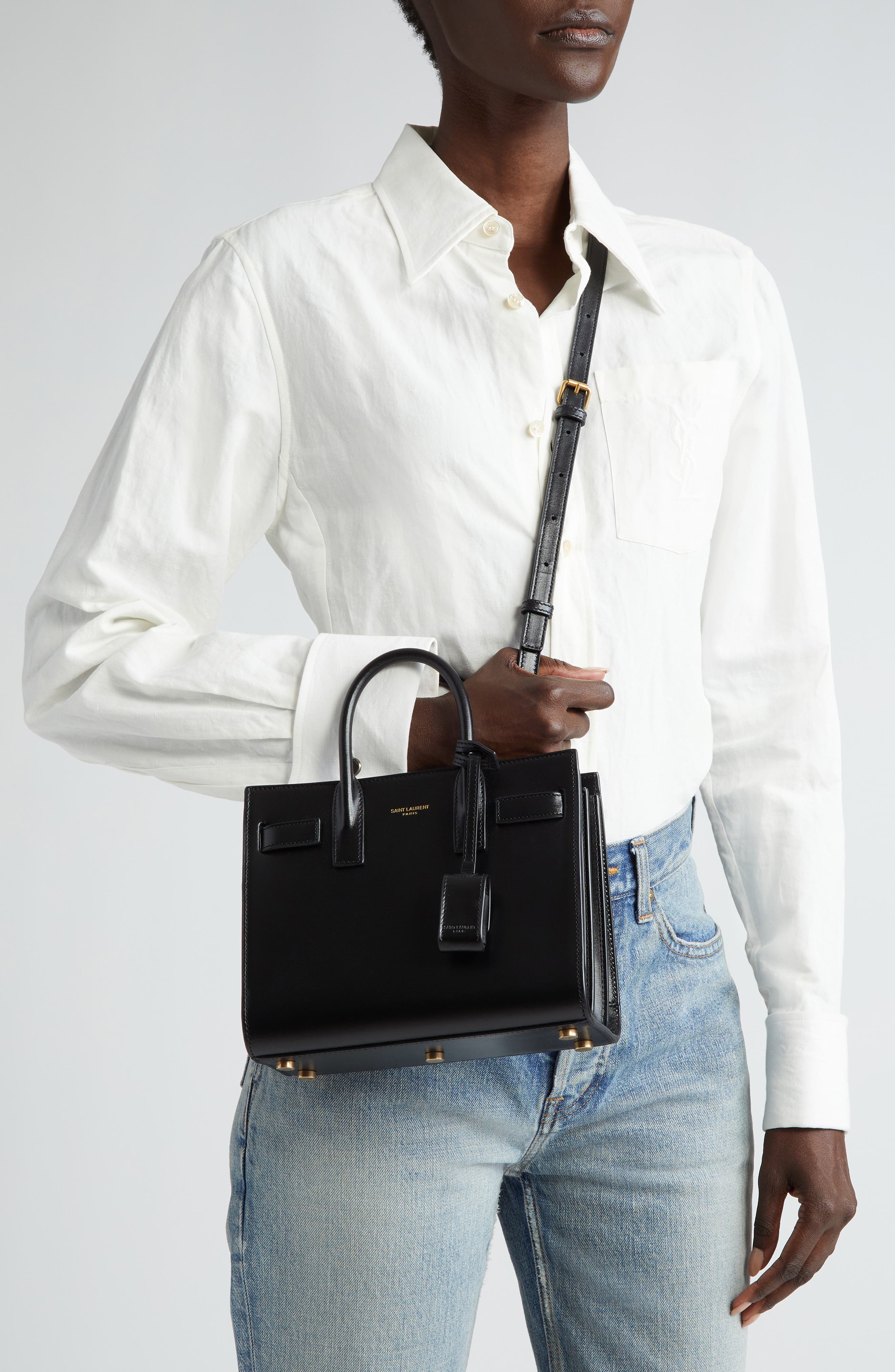 Nano Sac de Jour Leather Tote, Alternate, color, NERO/ NERO