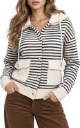 BY DESIGN Genie Striped Hooded Bomber Sweater Jacket