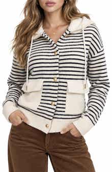 Genie Striped Hooded Bomber Sweater Jacket