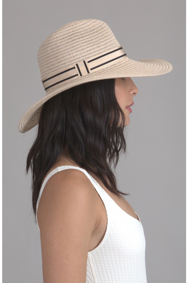 Emmanuelle Wide Brim Packable Straw Fedora, Alternate, color, NATURAL