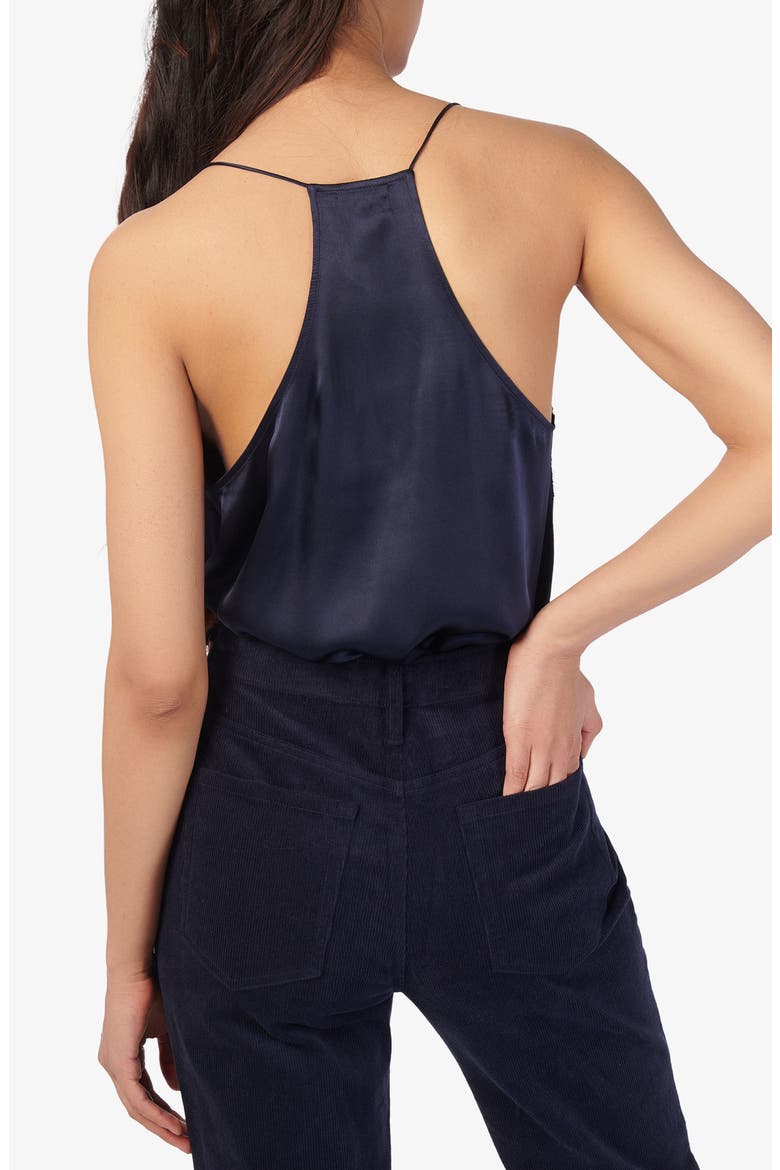 The Racer Lace Trim Silk Camisole, Alternate, color, NAVY