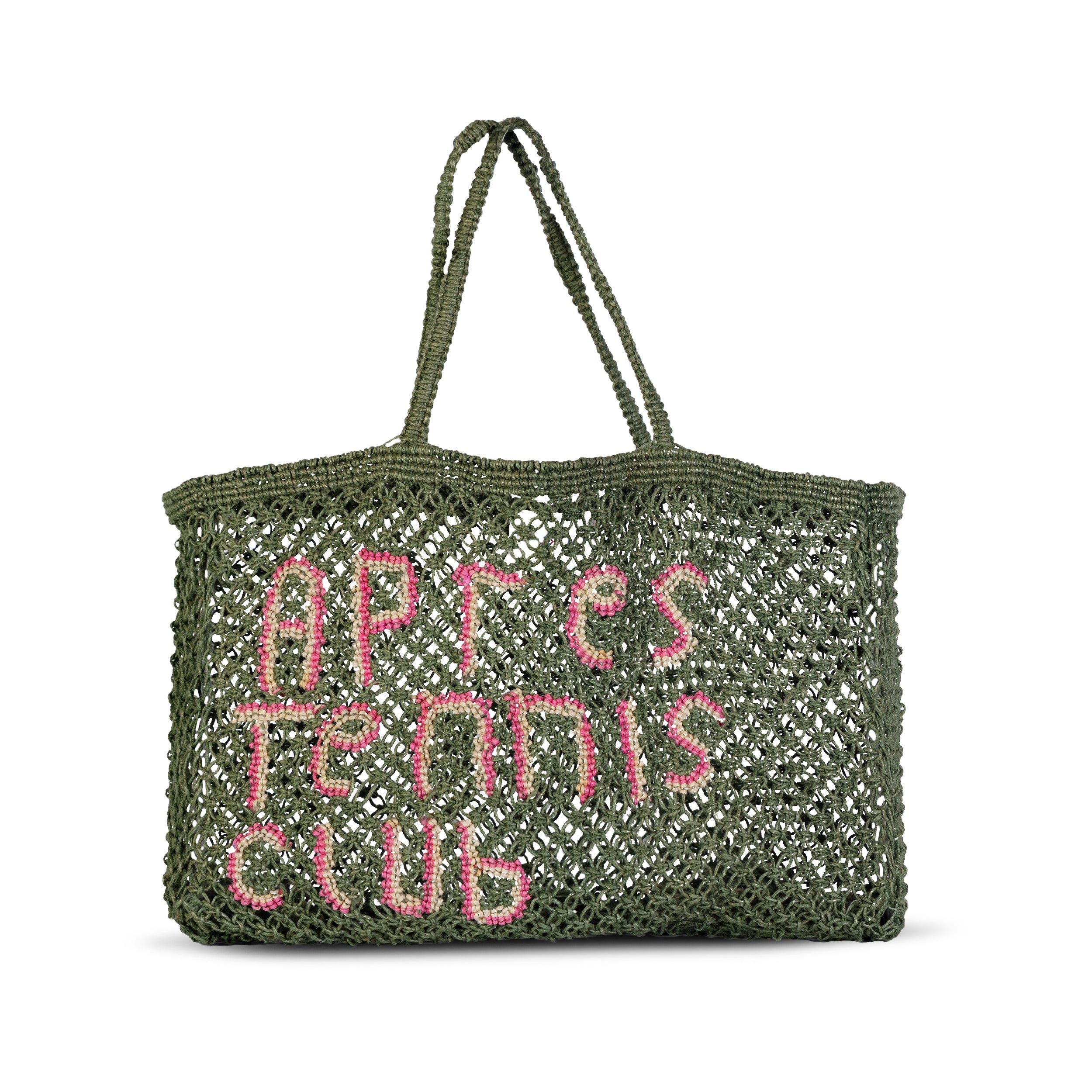 Tin Marin Apres Tennis Club Woven Jute Tote, Main, color, Green