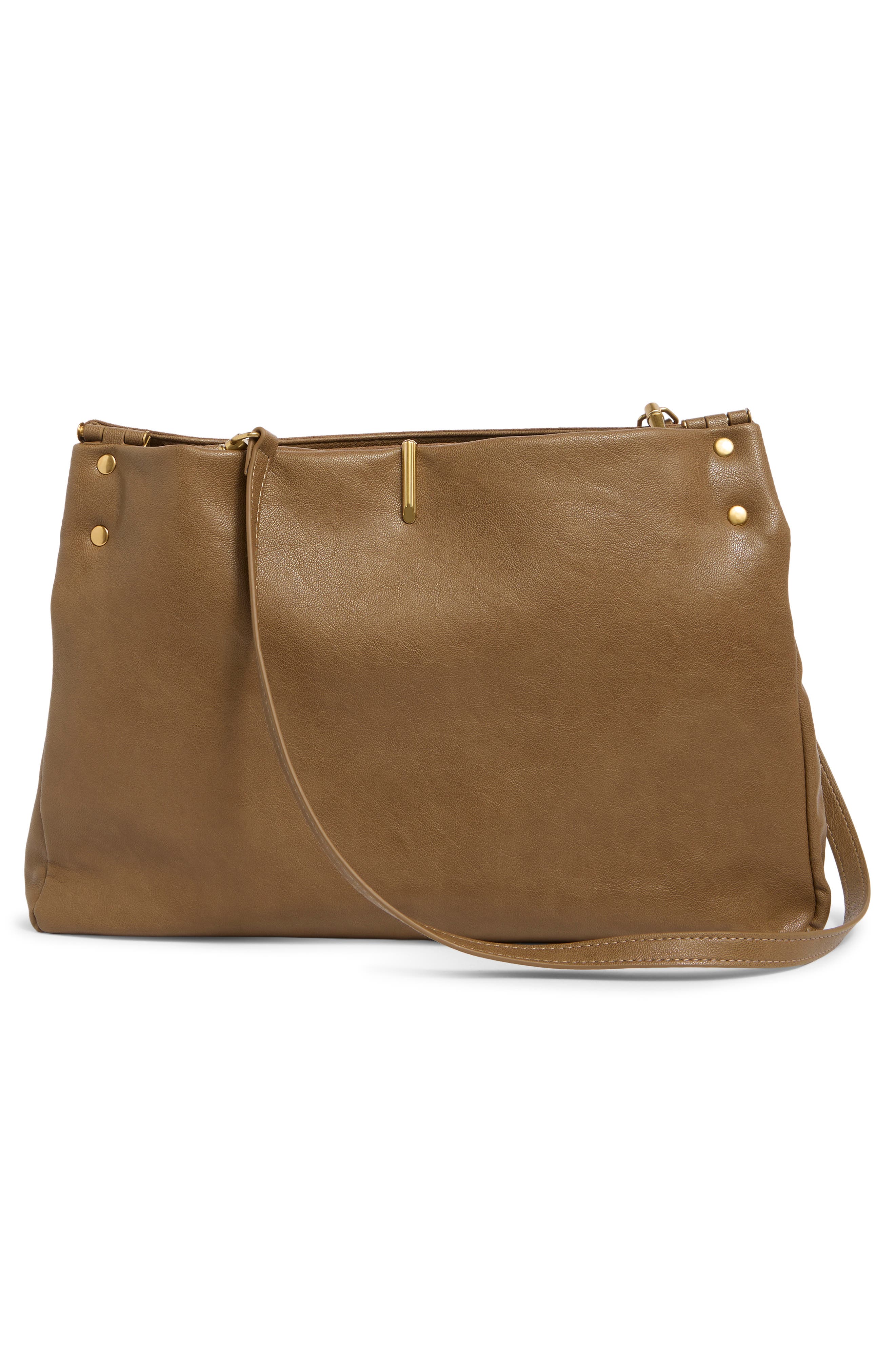 Max Faux Leather Clutch, Alternate, color, TAUPE