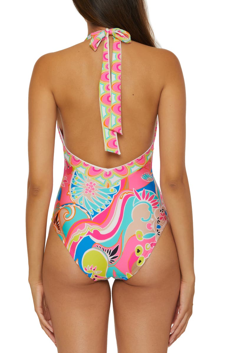 Trina Turk Plunge One-Piece Swimsuit, Alternate, color, 