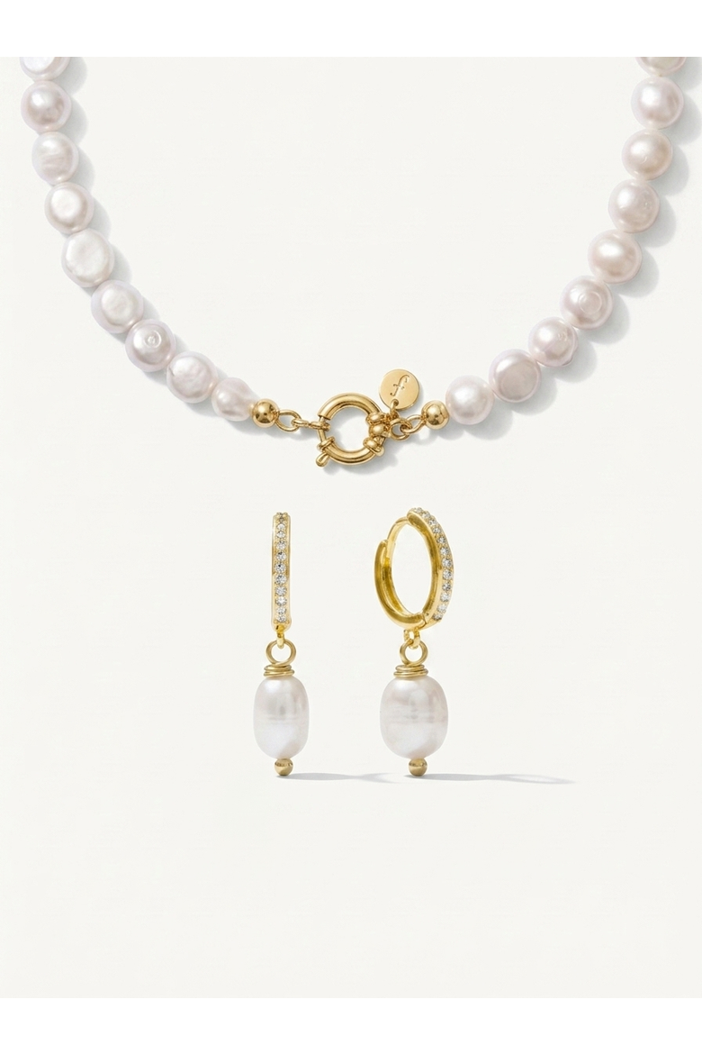 Pete Strand Necklace & Layla Drop Earring Gift Set, Main, color, Metallic Gold