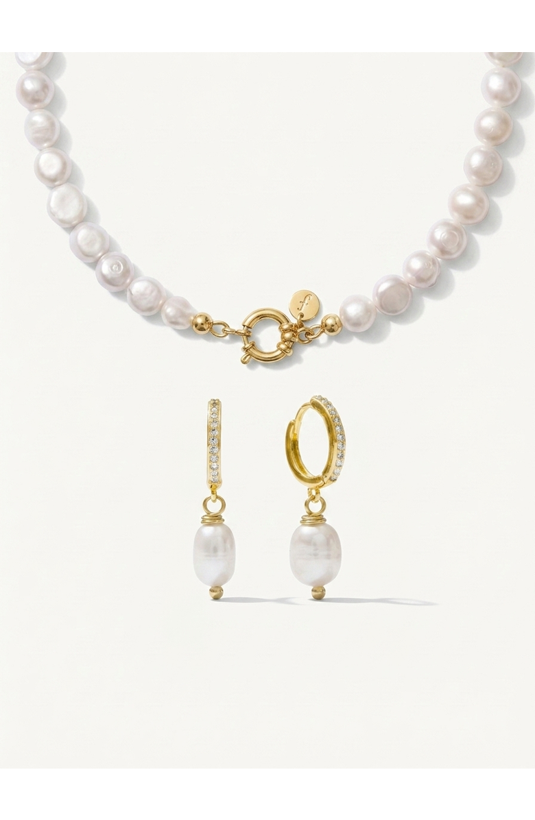 Joey Baby Pete Strand Necklace & Layla Drop Earring Gift Set, Main, color, Metallic Gold