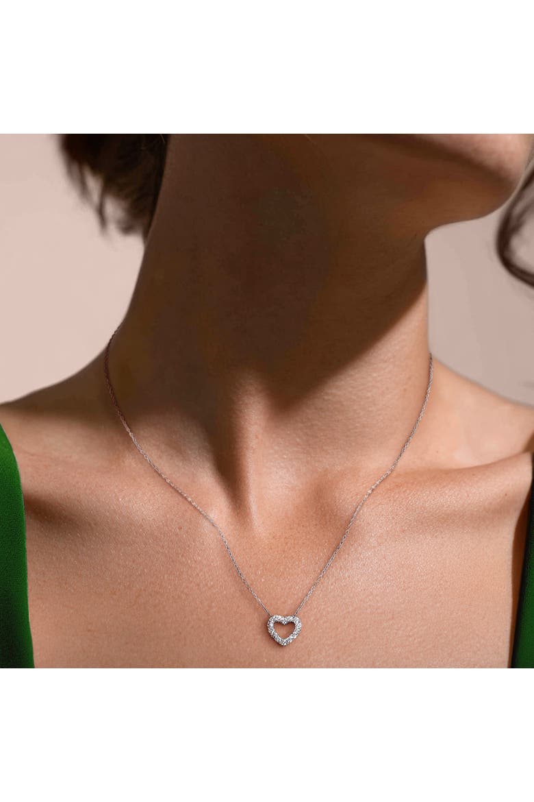 Lab-Grown Diamond Heart Pendant Necklace, Alternate, color, Sterling silver