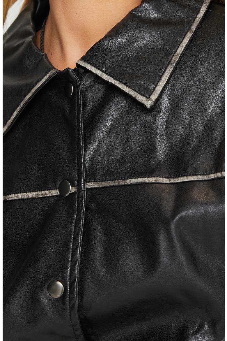 Cordae Faux Leather Jacket, Alternate, color, WASHED BLACK