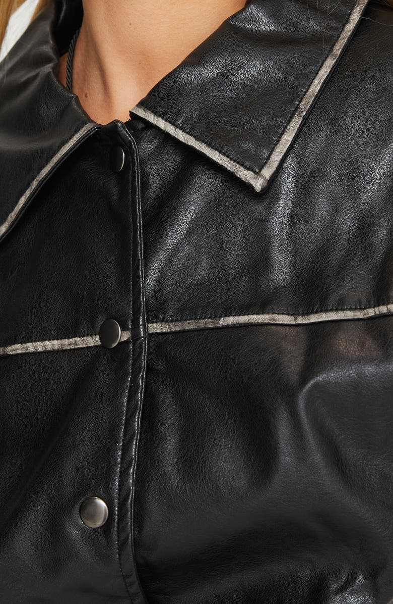 Princess Polly Cordae Faux Leather Jacket, Alternate, color, Washed Black