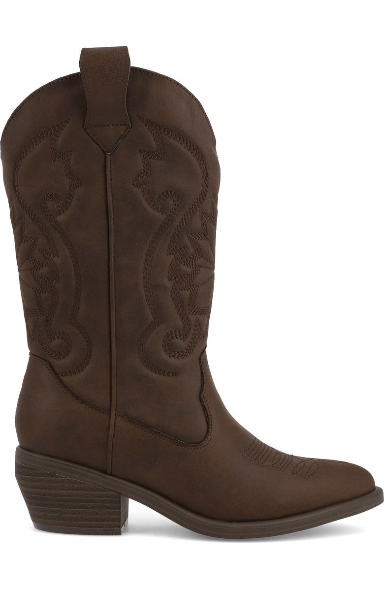 MIA Caela Western Boot, Alternate, color, Dark Brown