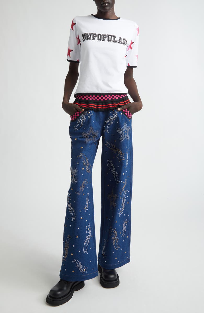 Chopova Lowena Peebles Studded Wide Leg Jeans, Alternate, color, Blue Multi