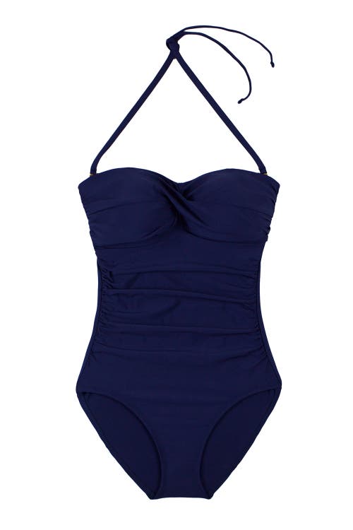 Helen Jon Twist Bandeau One-piece In Navy