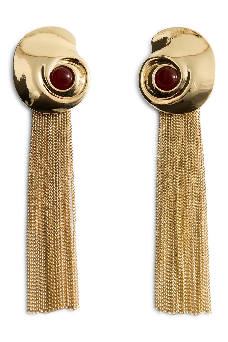 Spiral Fringe Tassel Drop Earrings, Main, color, GOLD