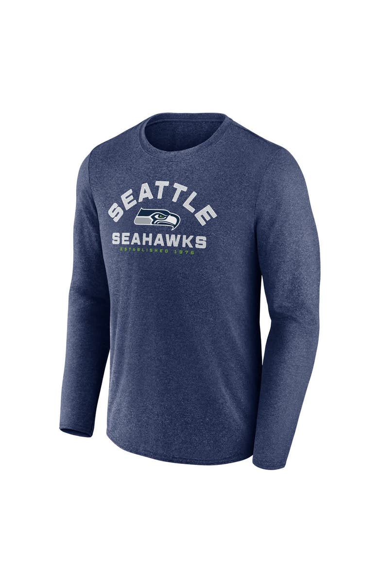 FANATICS Men's Fanatics Heather College Navy Seattle Seahawks Tech Arc Long Sleeve T-Shirt, Alternate, color, Heather Navy